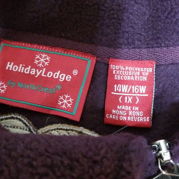 New Holiday Lodge Purple Fleece Coat 1X - Picture 3 of 3